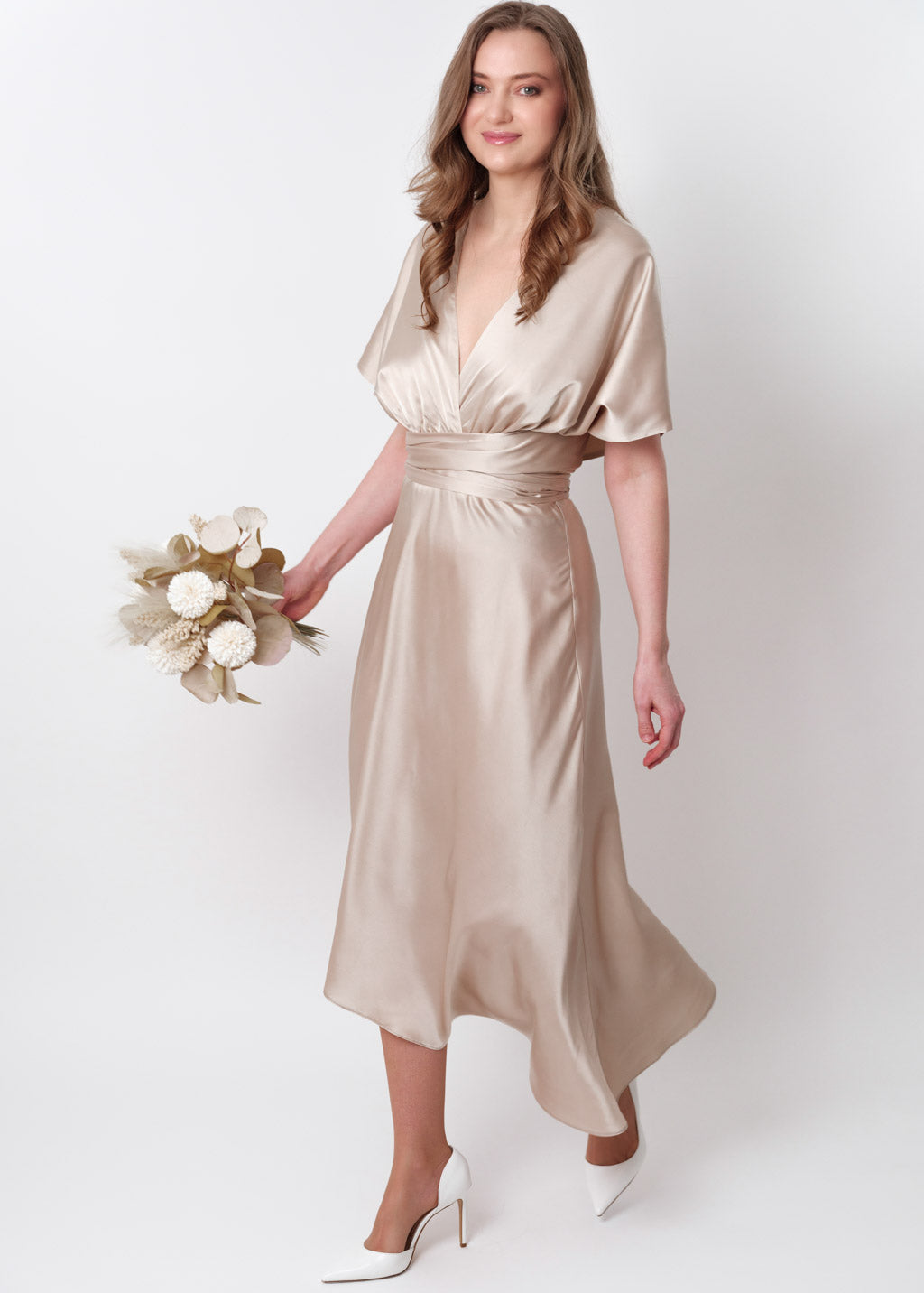 Champagne beige infinity asymmetric dress