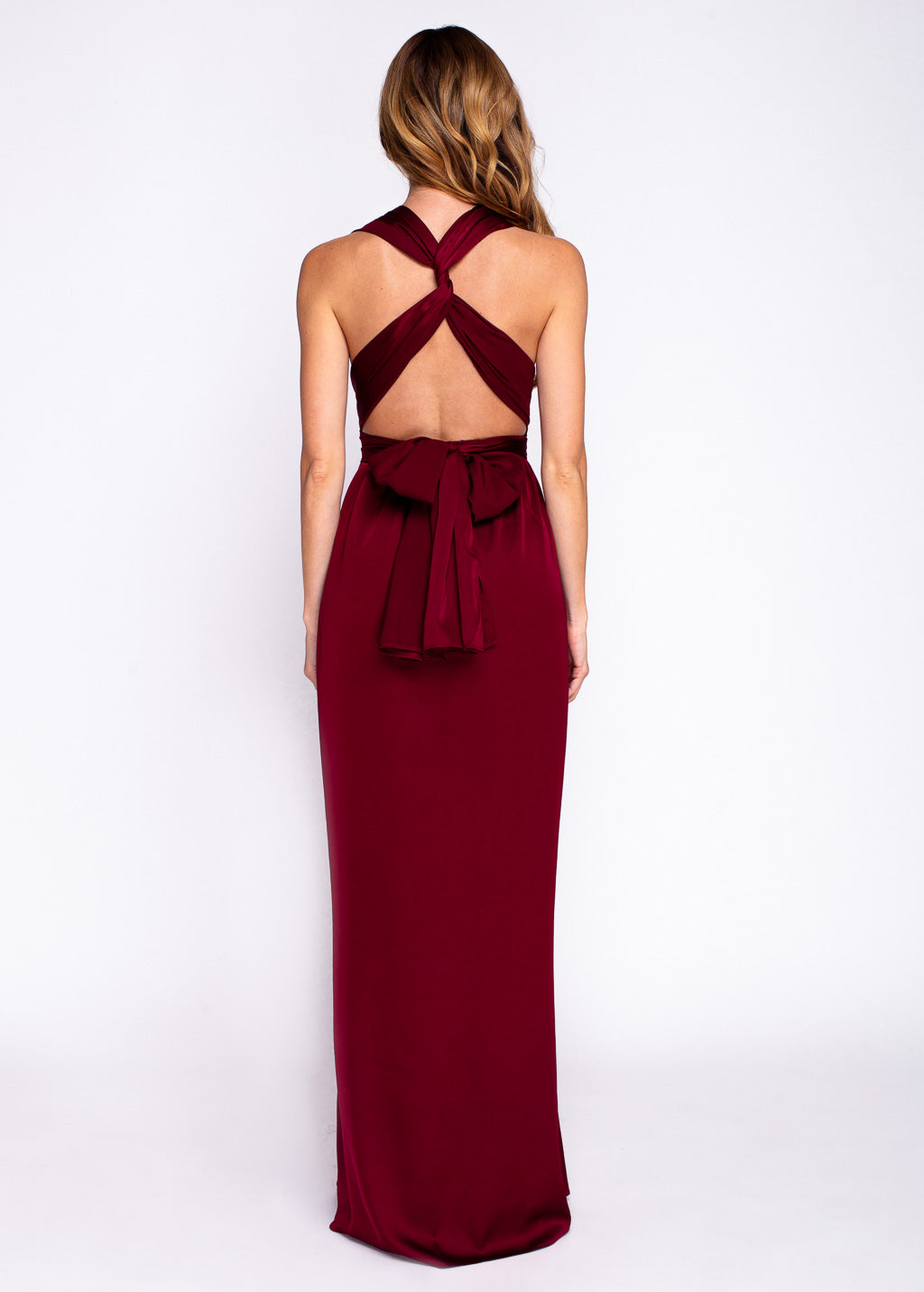 Burgundy silk infinity adult dress