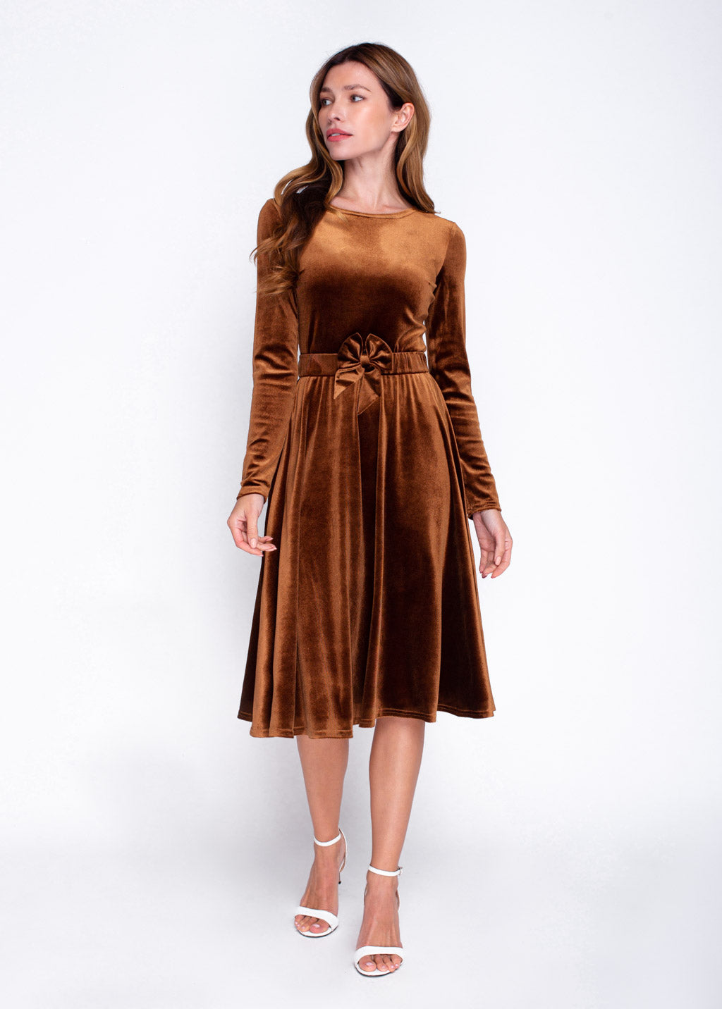 Mommy and me rust gold velvet adult dress