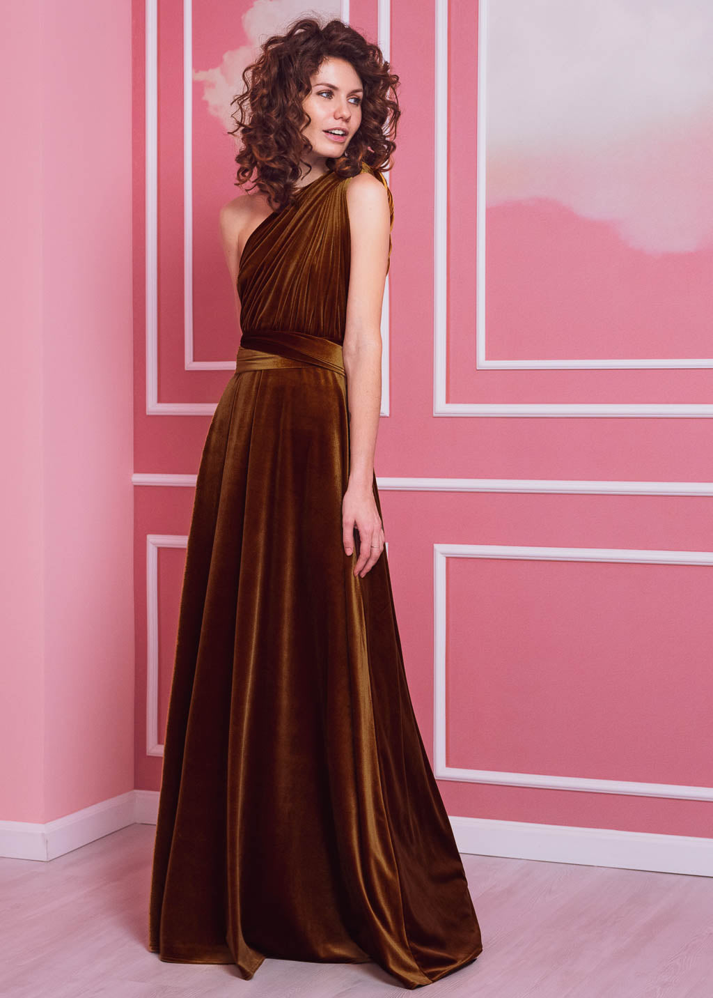 Rust gold long infinity dress