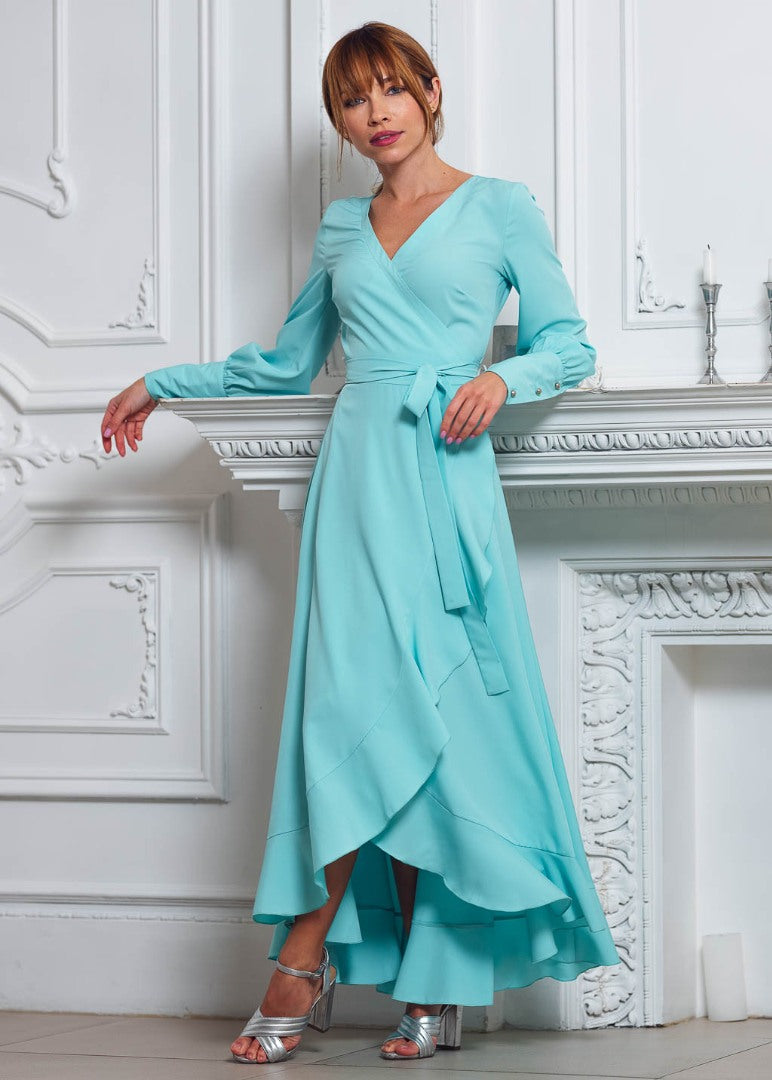 Mint long wrap dress