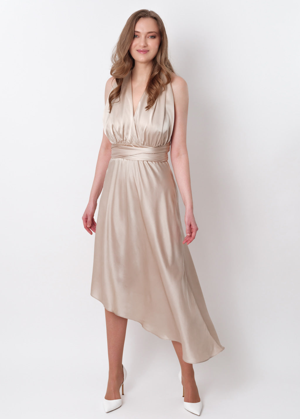 Champagne beige infinity asymmetric dress