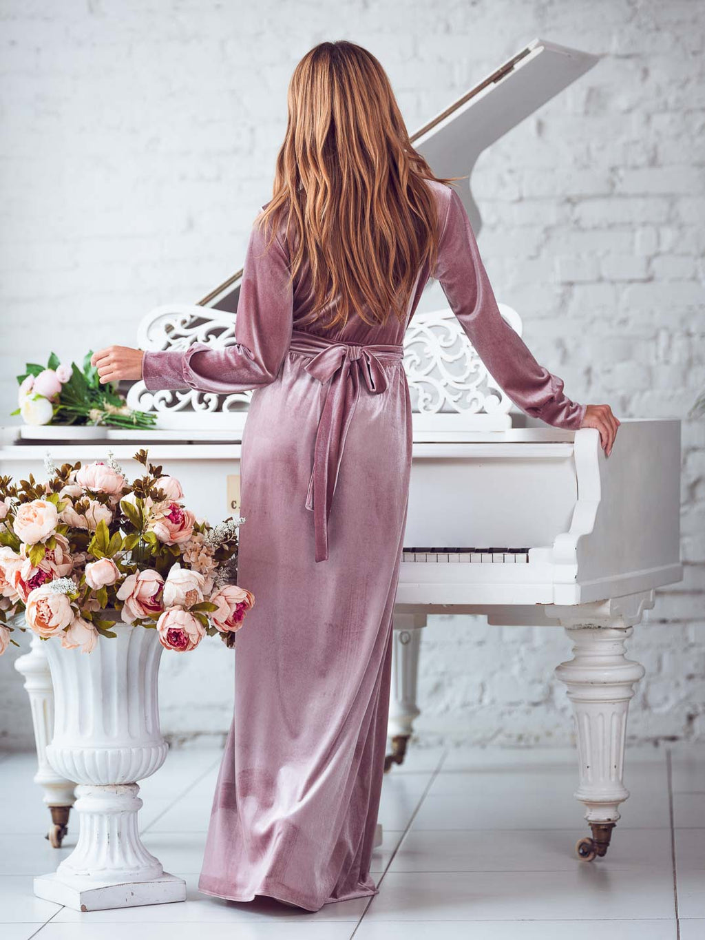 Mauve long wrap dress