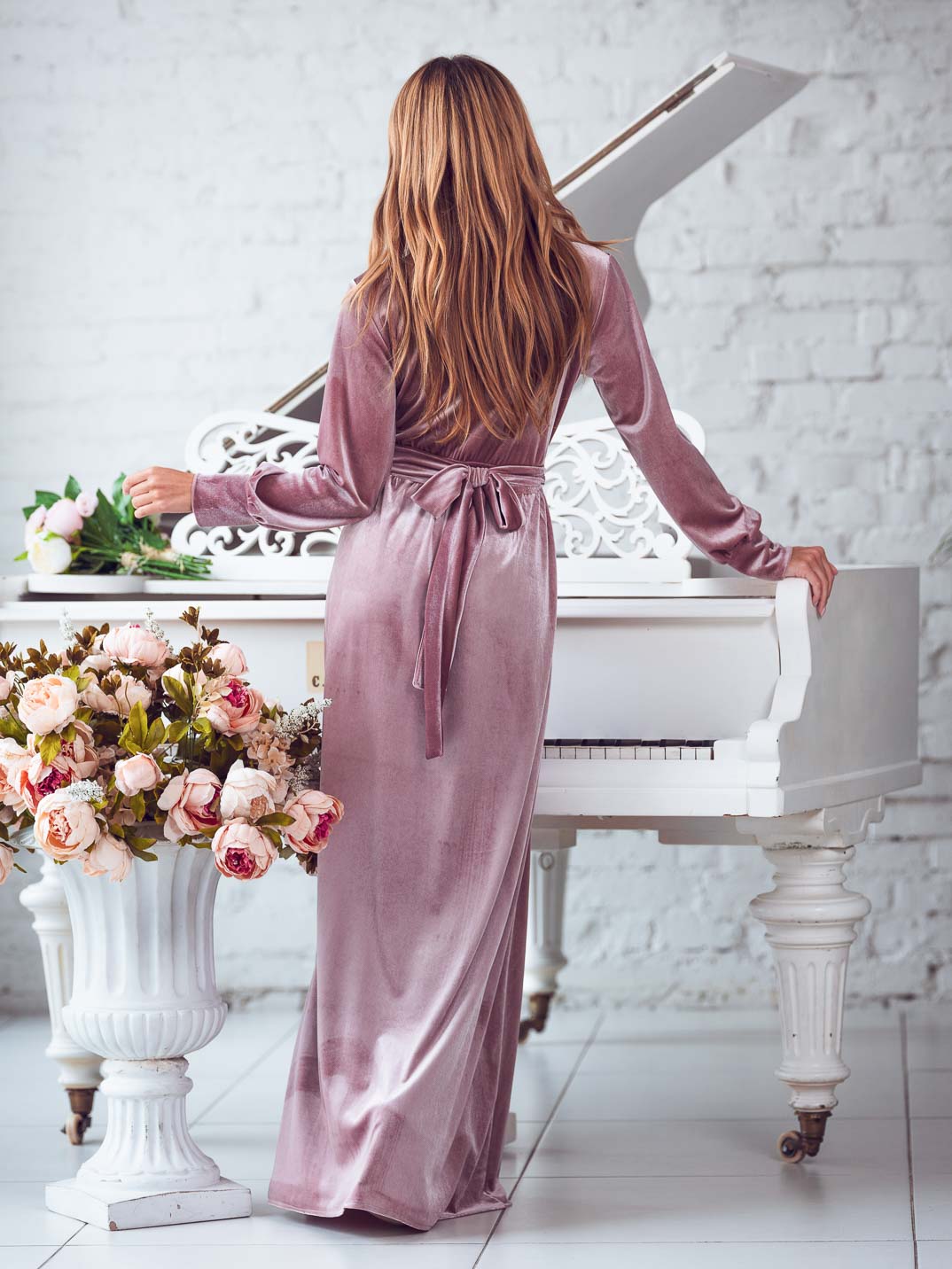 Mauve long wrap dress