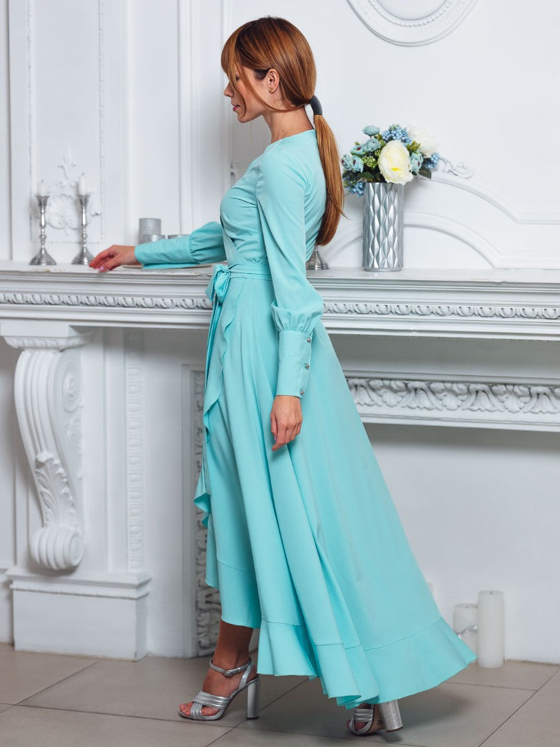 Mint long wrap dress