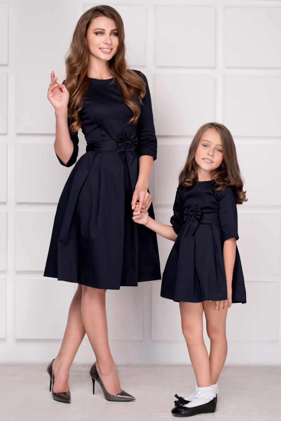 Mommy and me black cotton adult dress