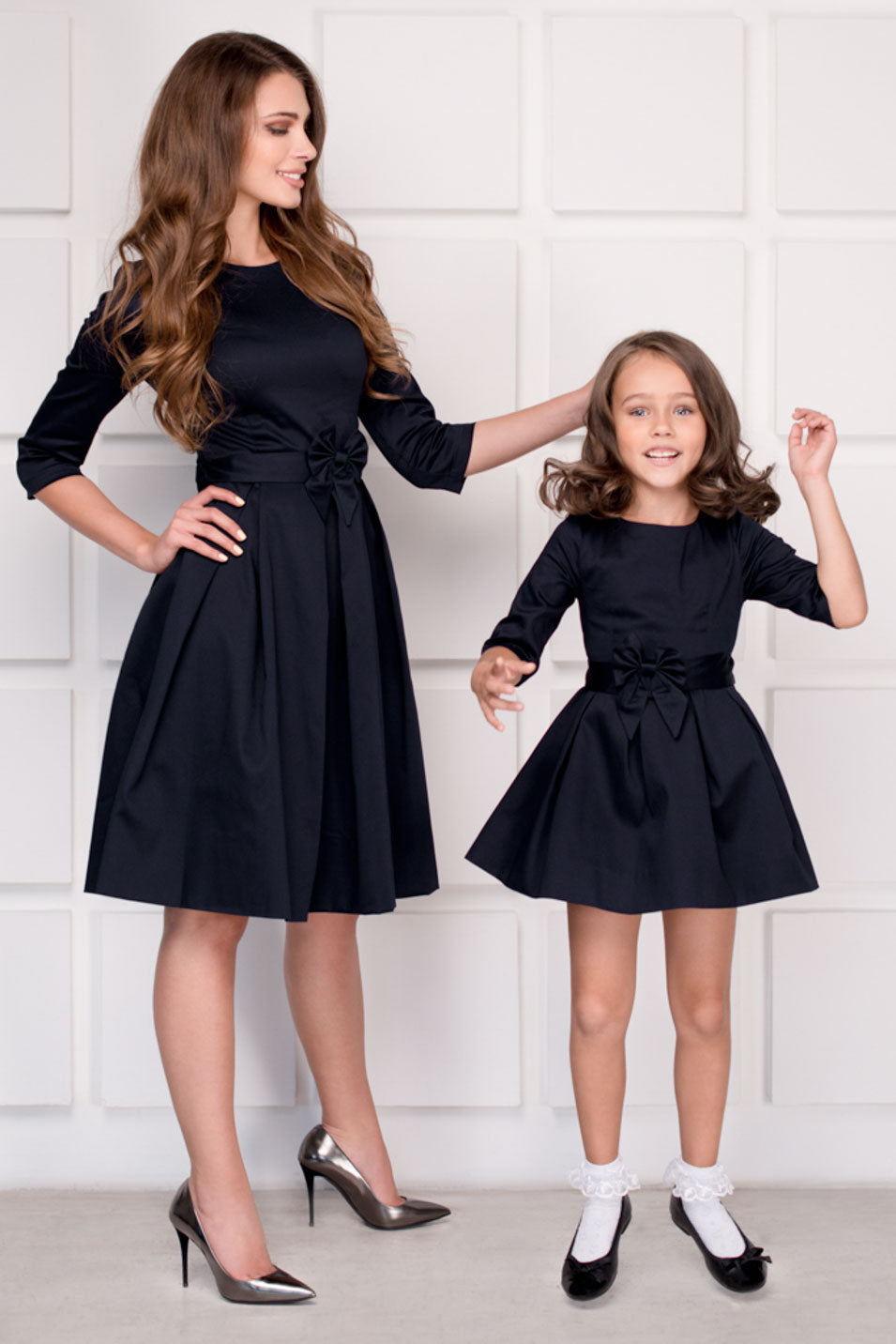 Mommy and me black cotton girl dress