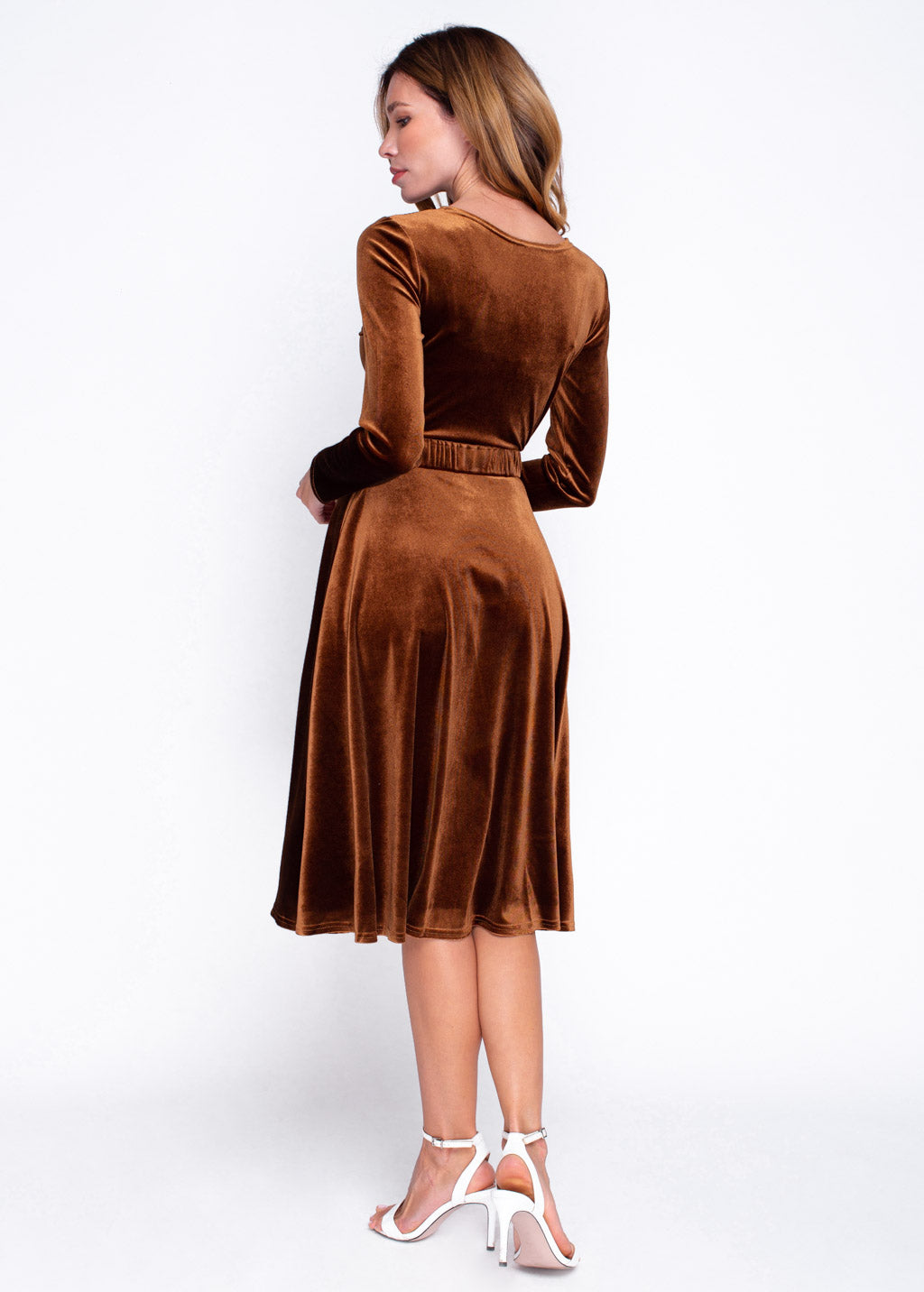 Mommy and me rust gold velvet adult dress