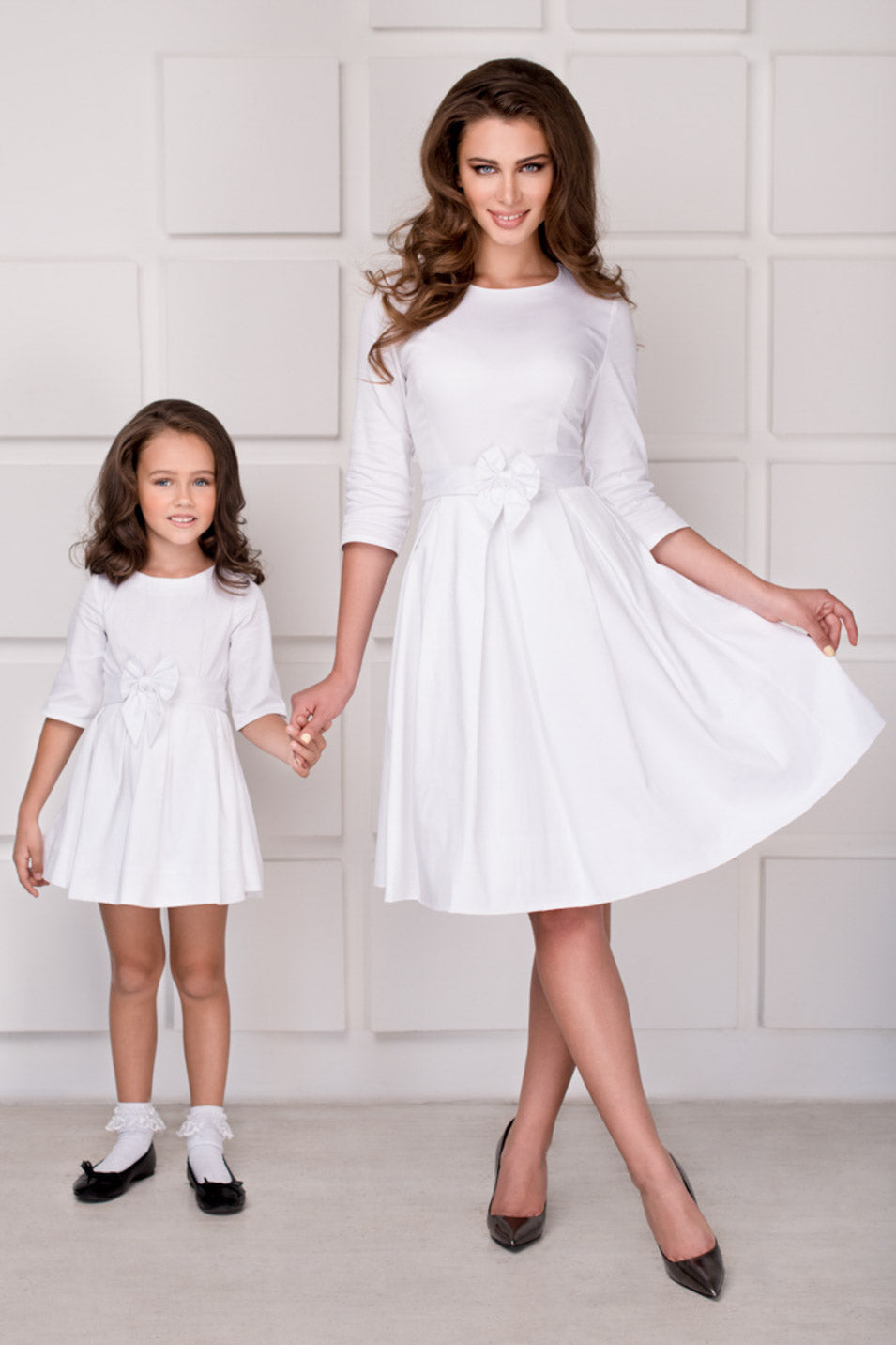 Mommy and me white cotton adult dress