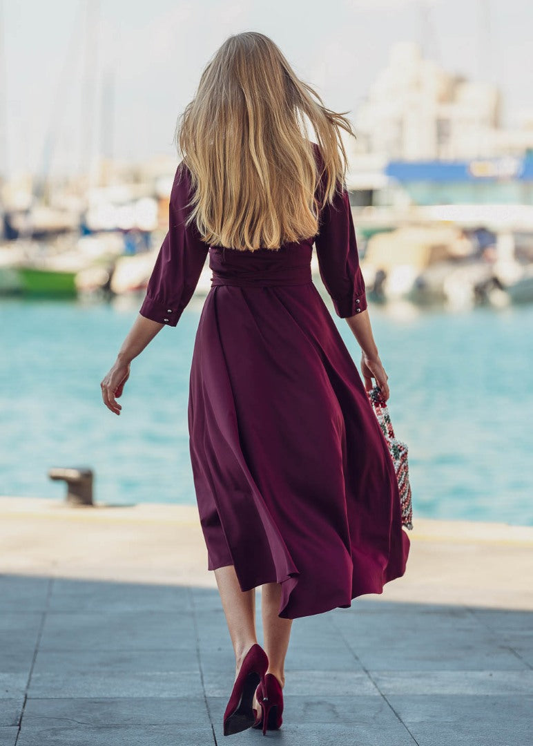 Dark burgundy wrap dress