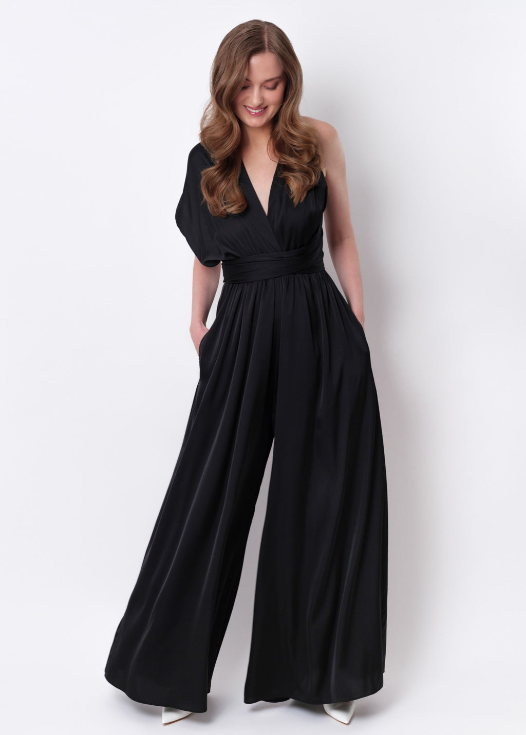 Black silk infinity jumpsuit