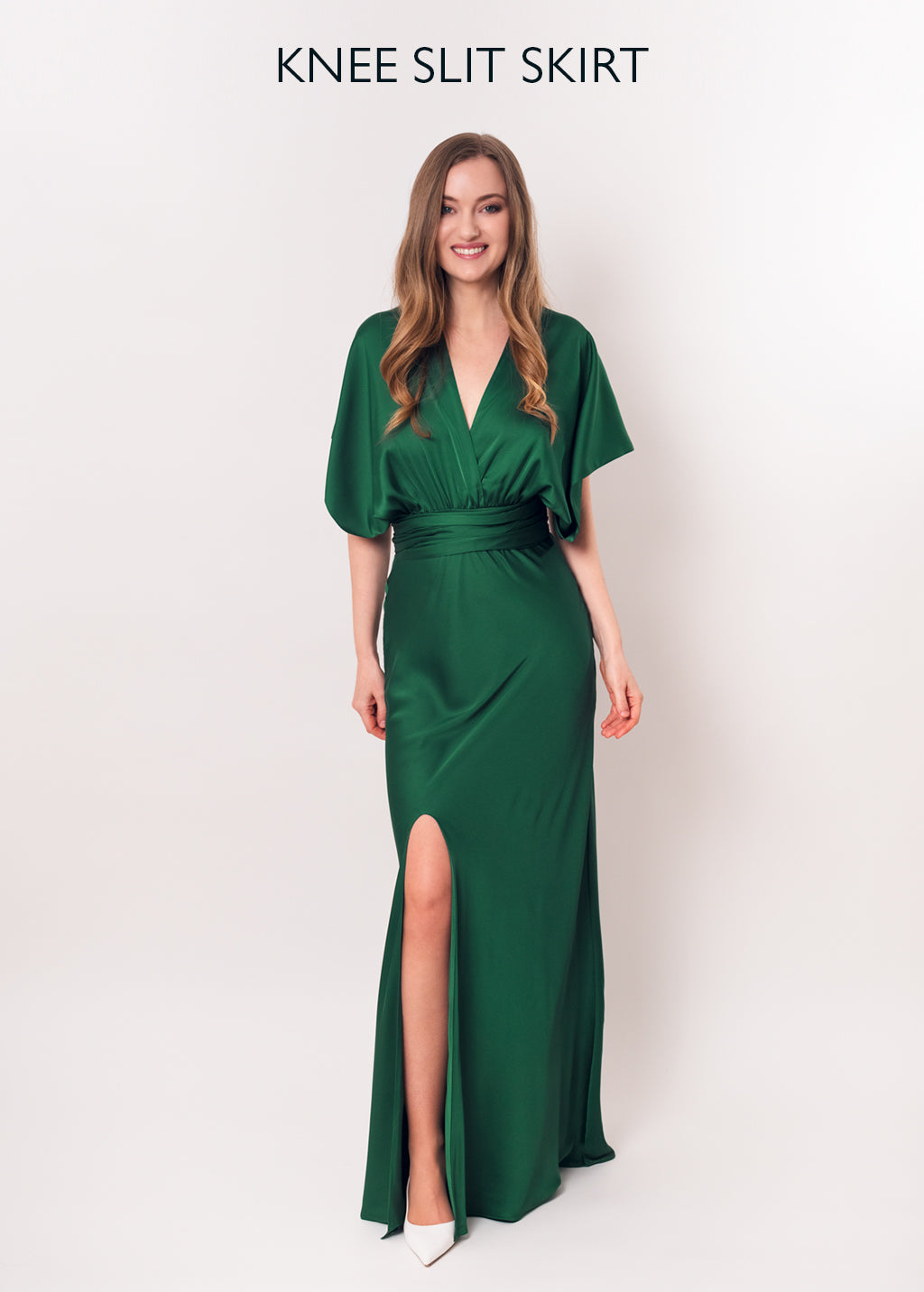 Dark green infinity knee slit long dress