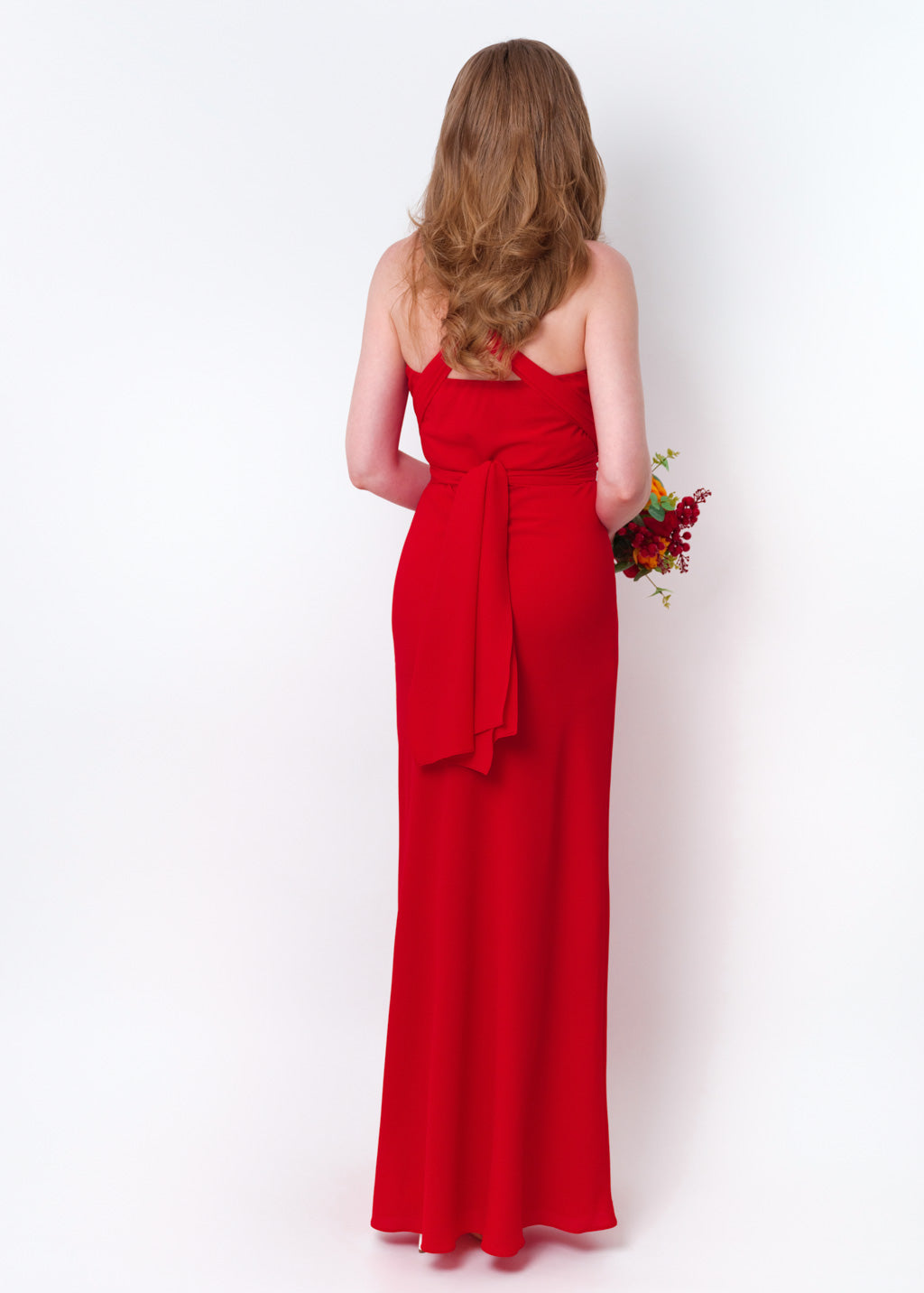 Red chiffon infinity long dress