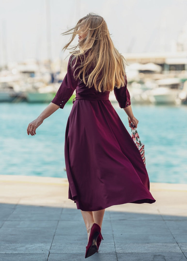 Dark burgundy wrap dress