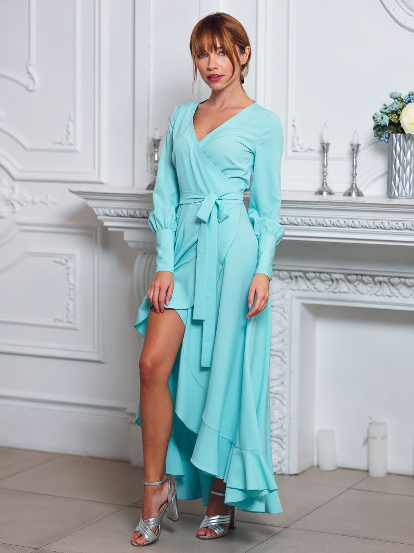 Mint long wrap dress