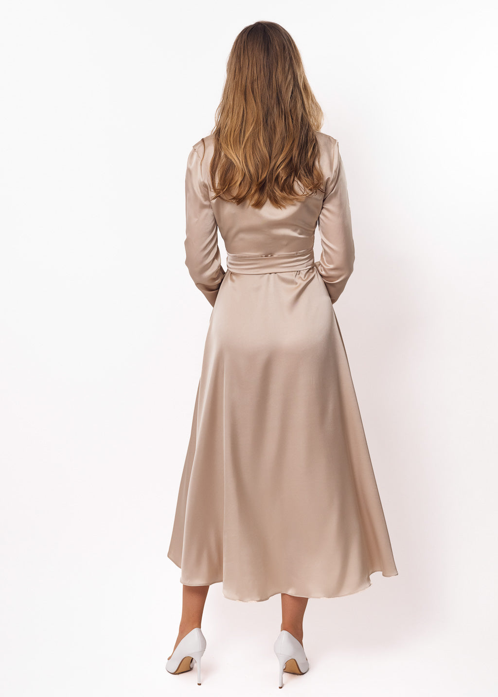 Champagne beige wrap dress