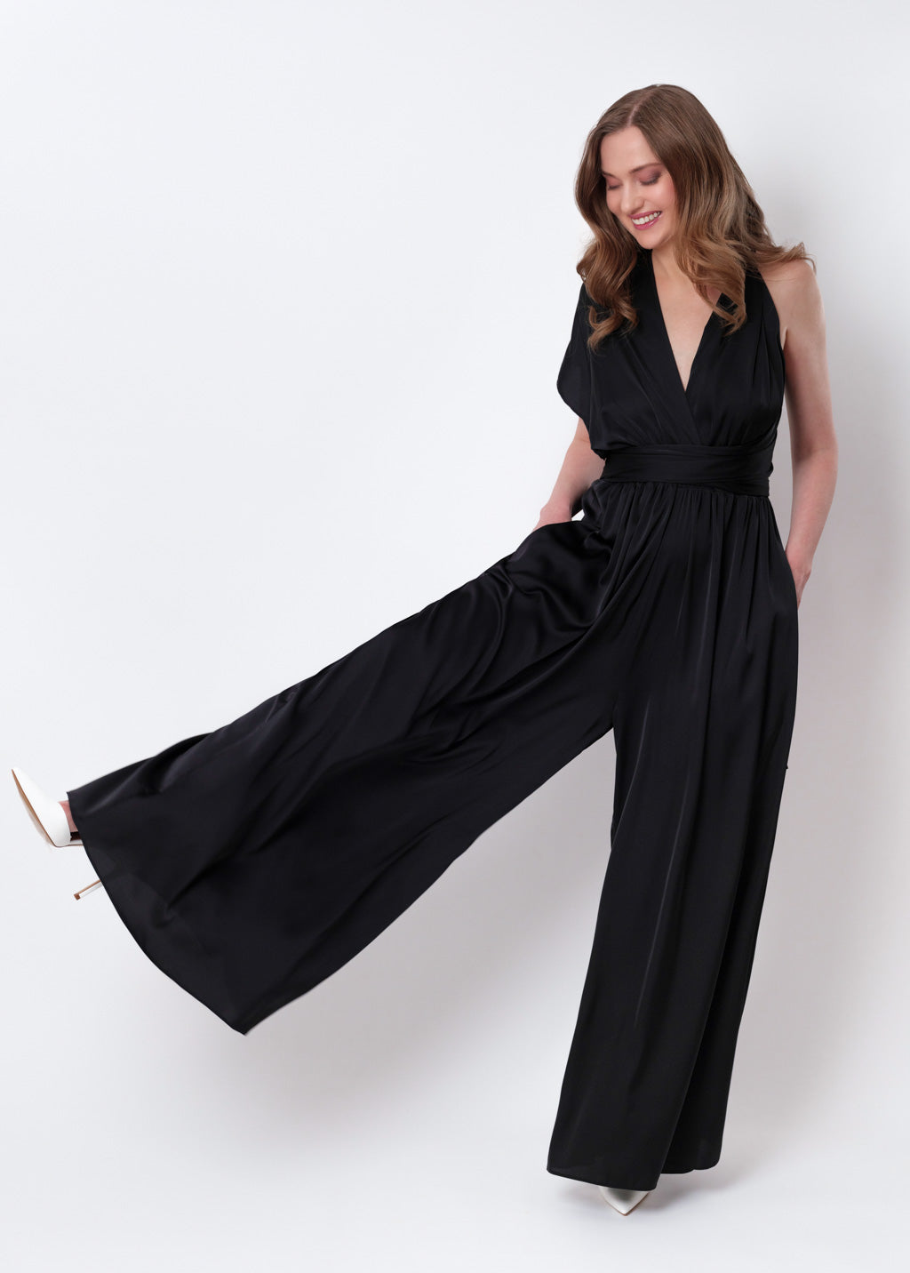 Black silk infinity jumpsuit