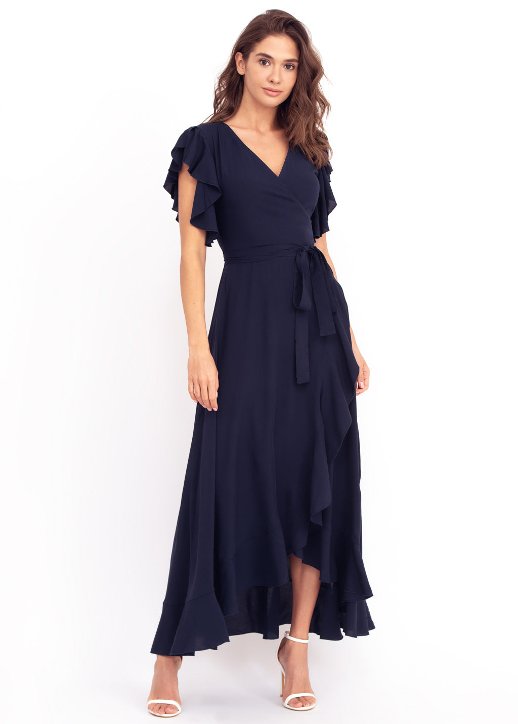 Navy Blue romantic wrap around dress