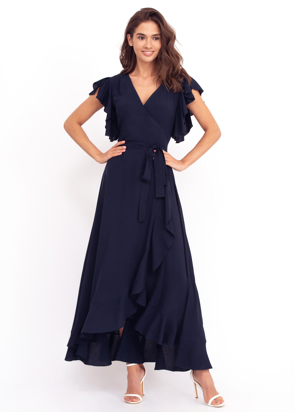 Navy Blue romantic wrap around dress