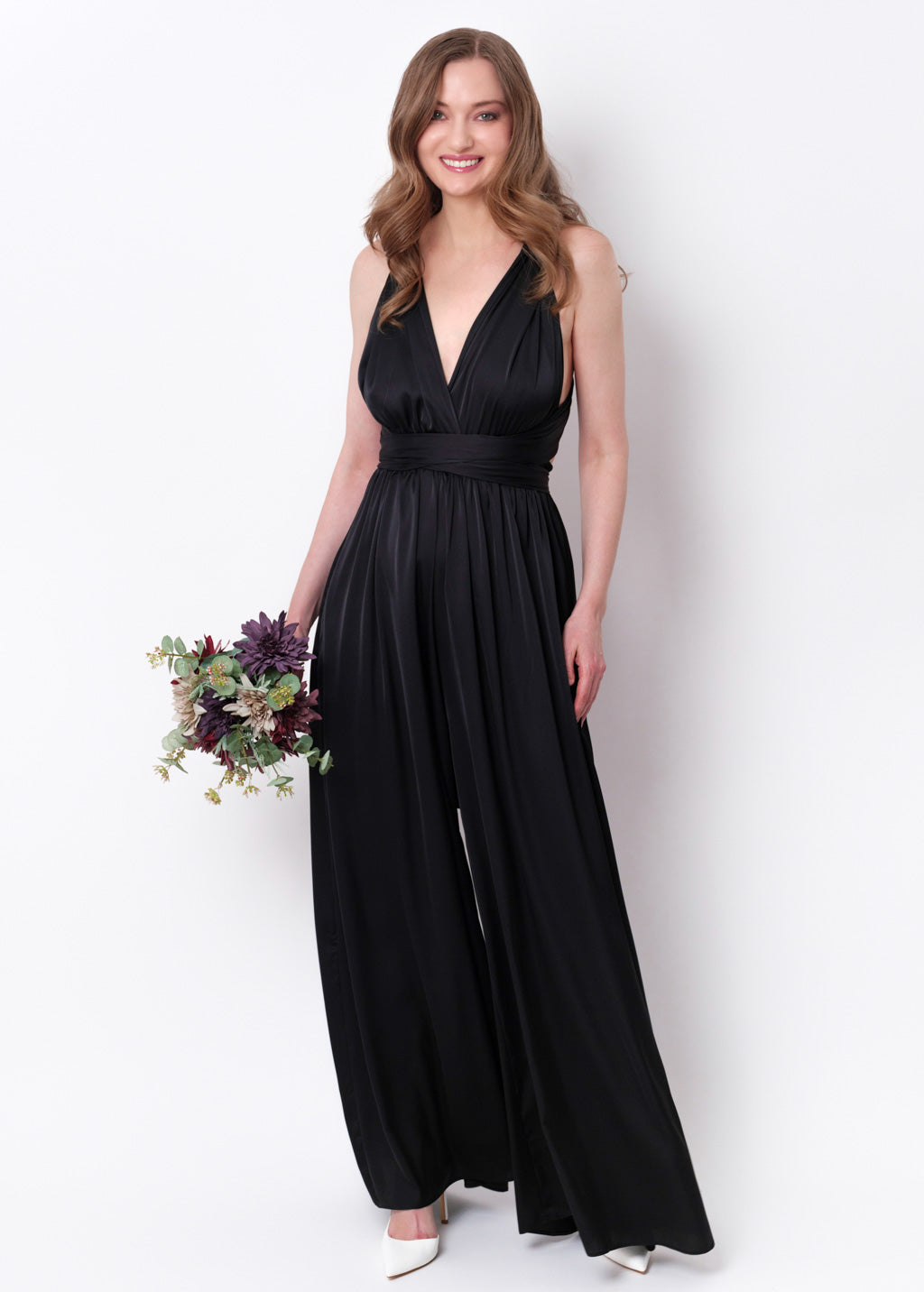 Black silk infinity jumpsuit