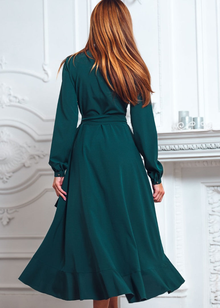 Dark green wrap dress