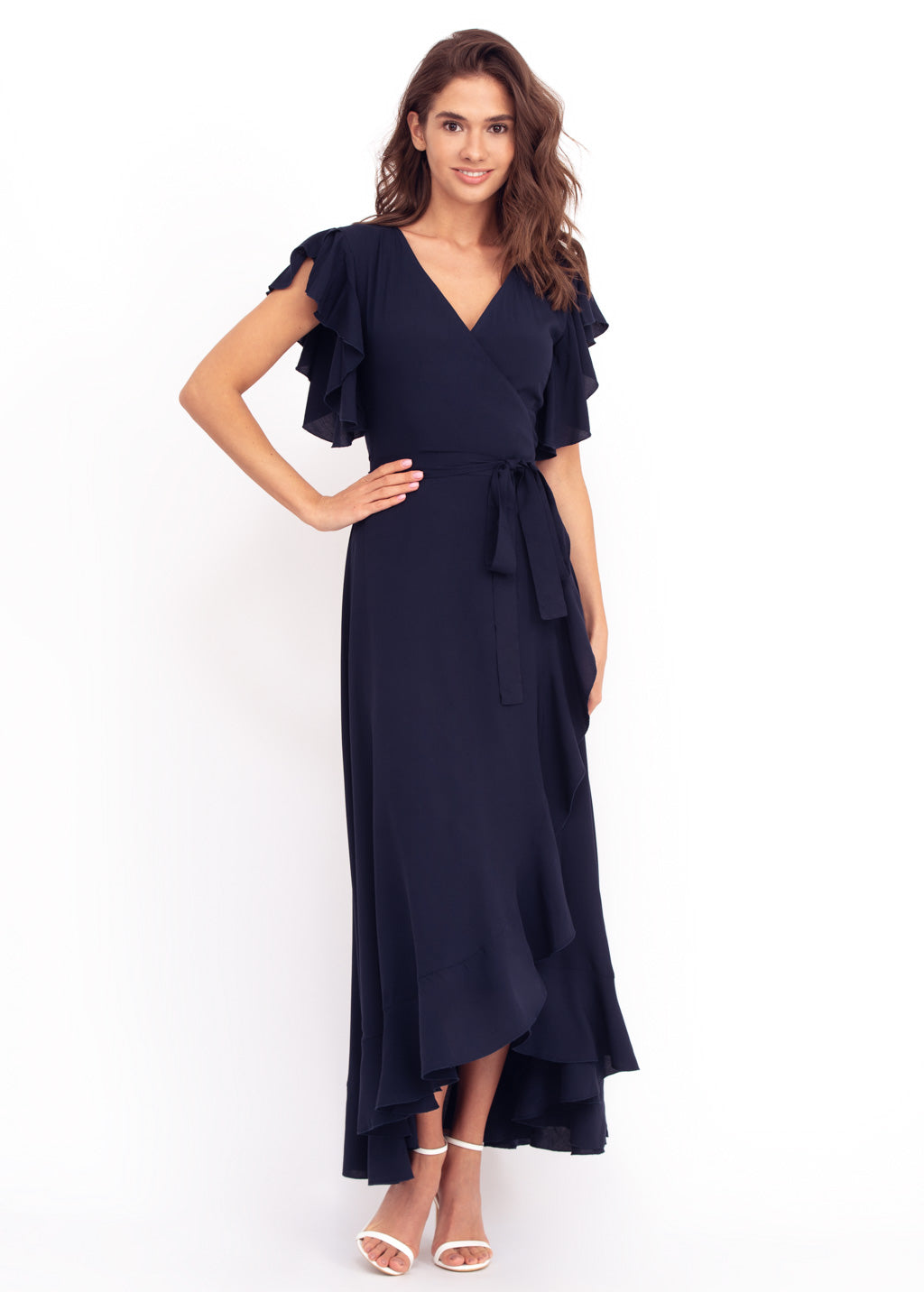 Navy Blue romantic wrap around dress