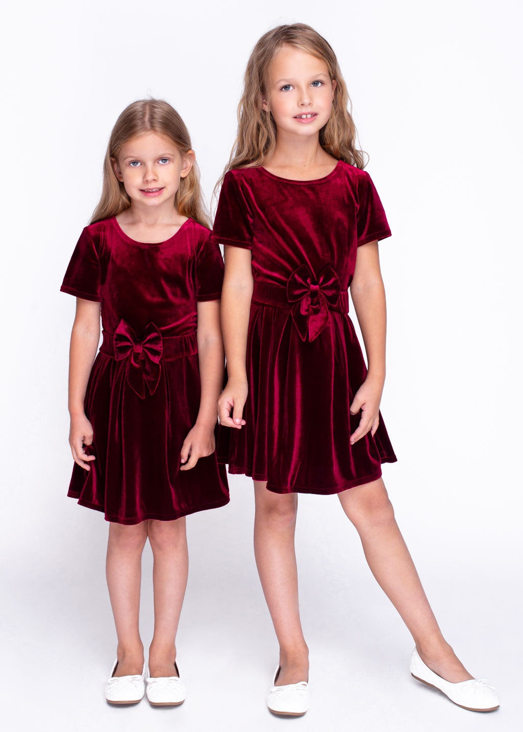 Burgundy girl velvet dresses