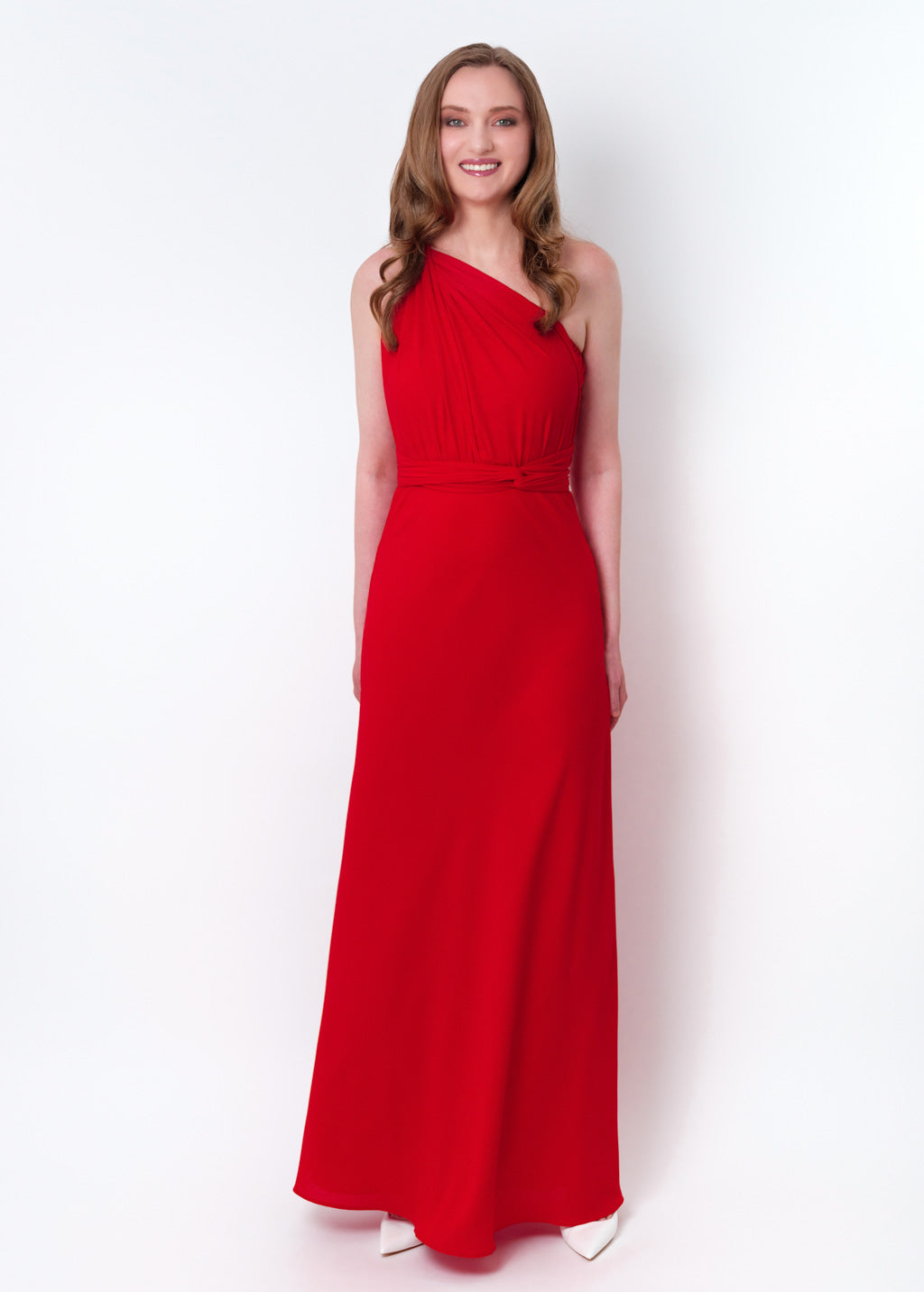 Red chiffon infinity long dress