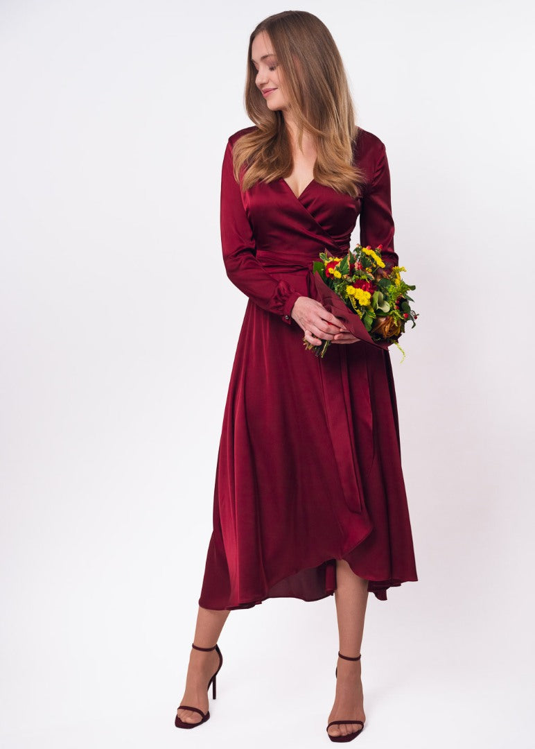 Burgundy wrap dress