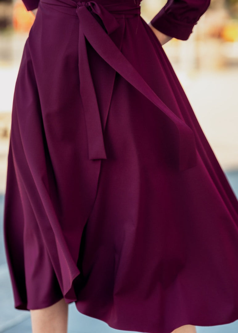 Dark burgundy wrap dress