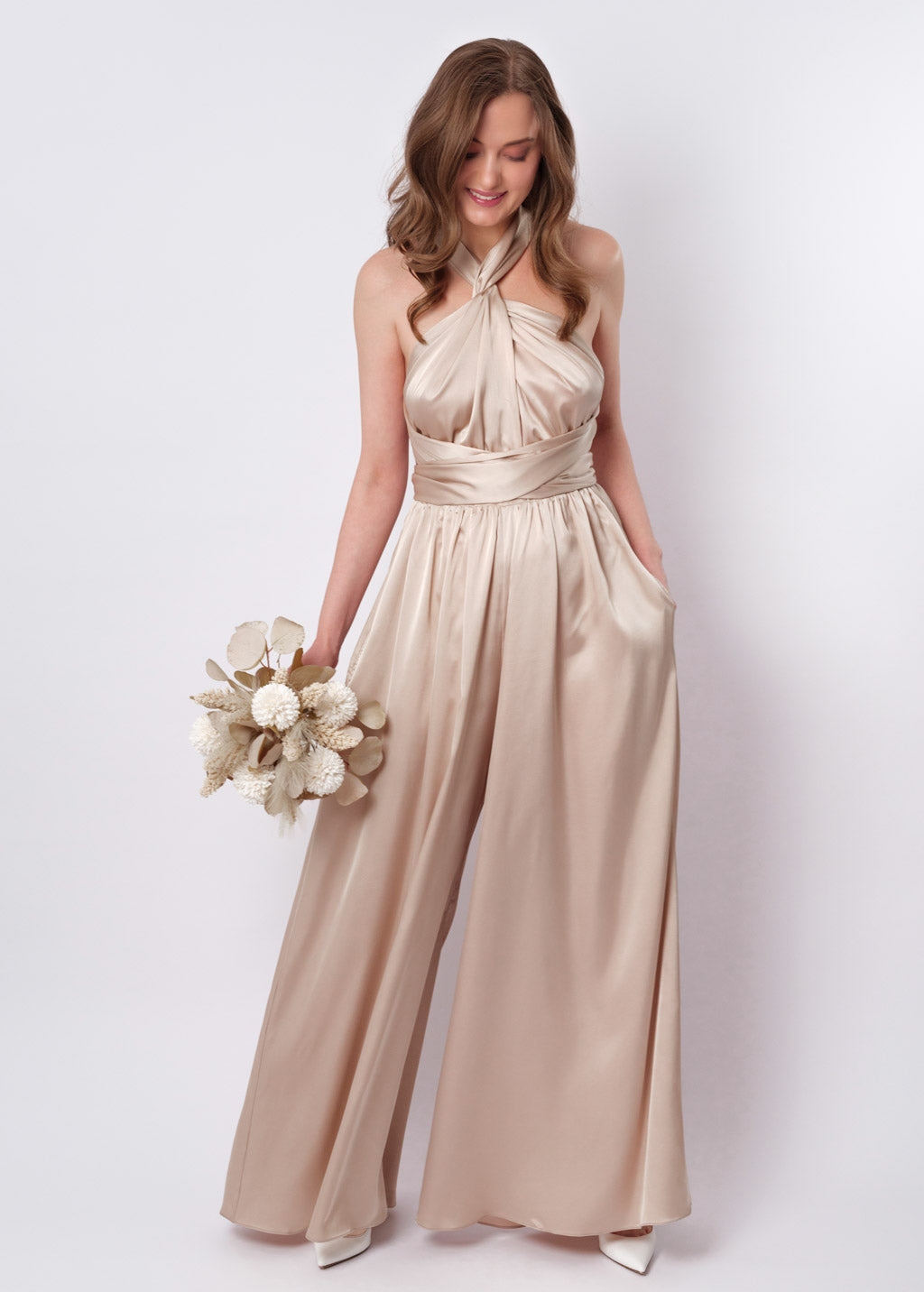 Champagne beige infinity jumpsuit