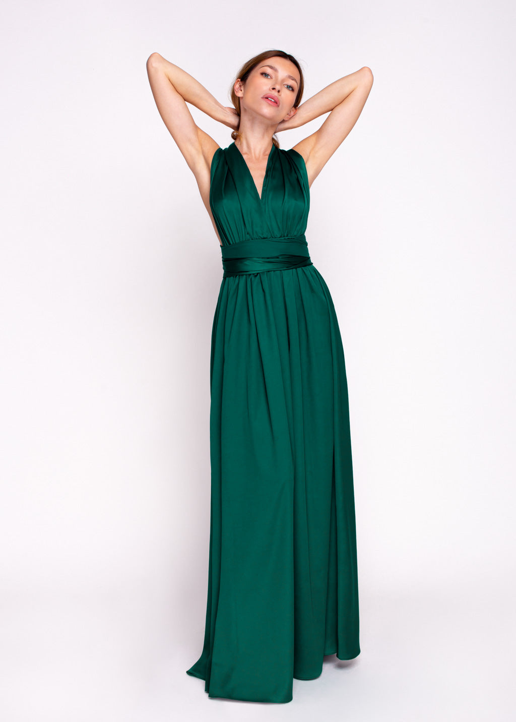 Dark green silk infinity adult dress