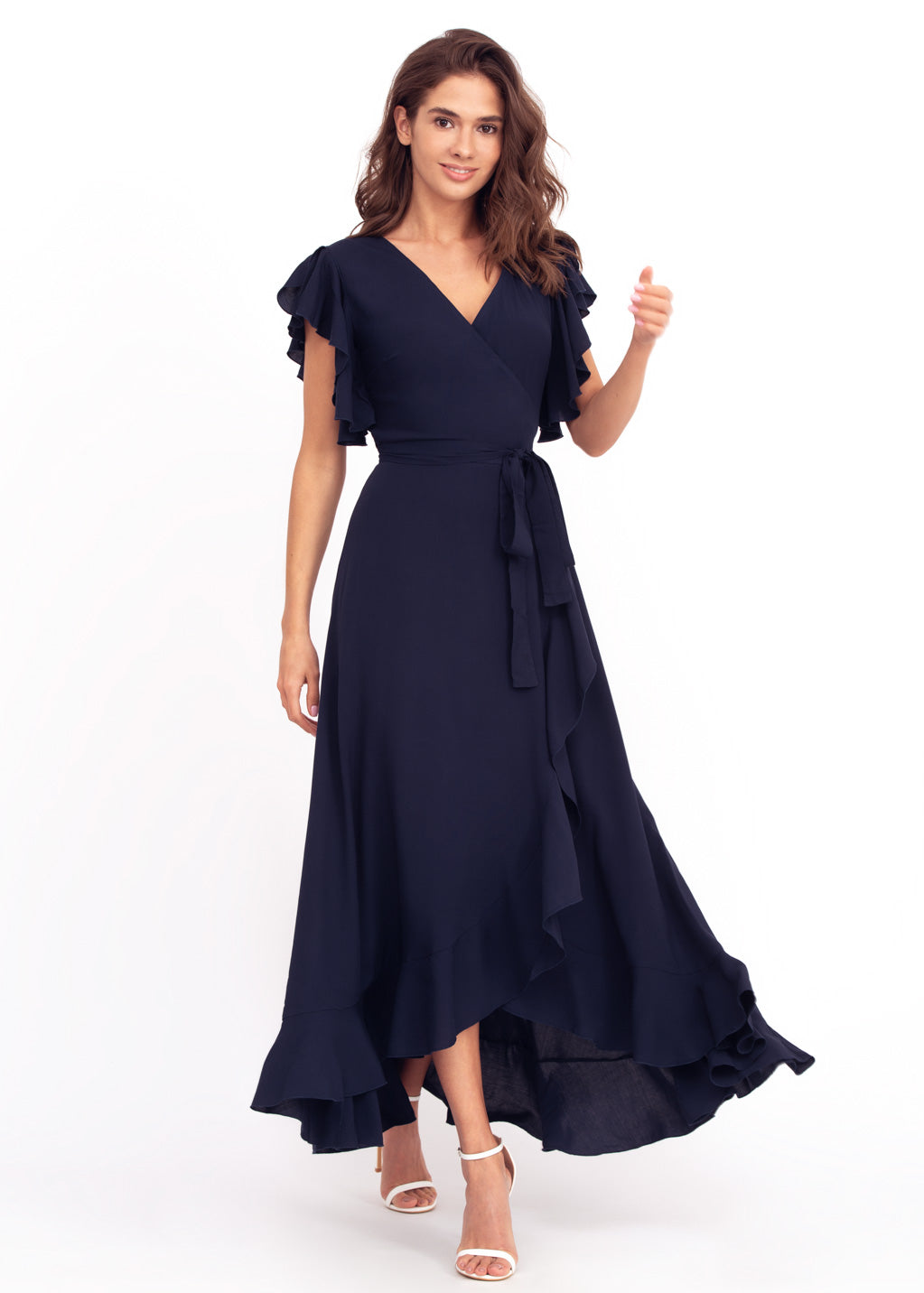 Navy Blue romantic wrap around dress