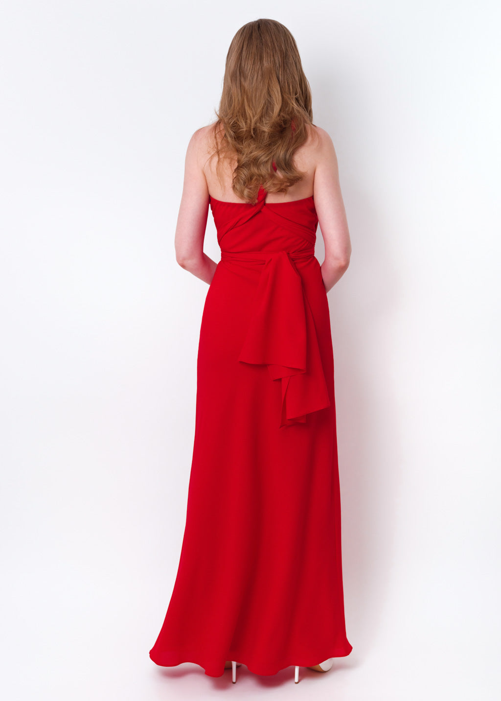 Red chiffon infinity long dress