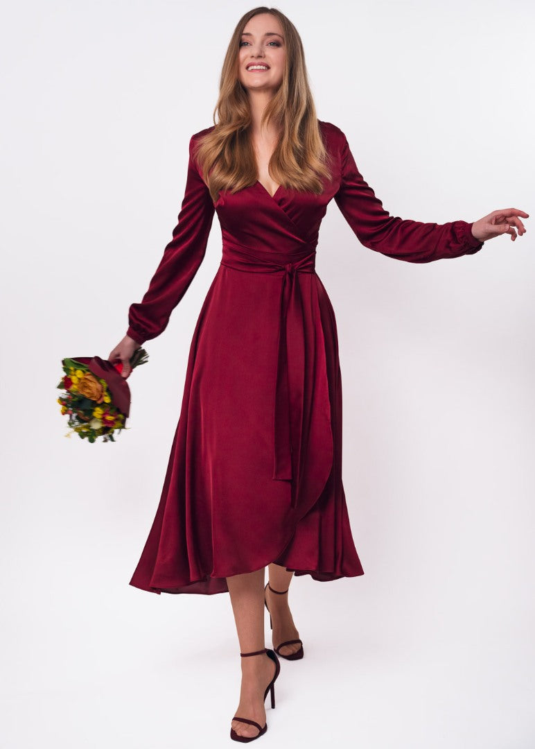 Burgundy wrap dress