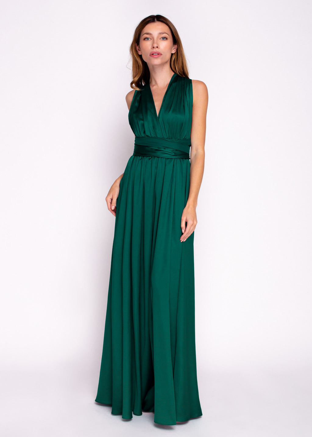 Dark green silk infinity adult dress