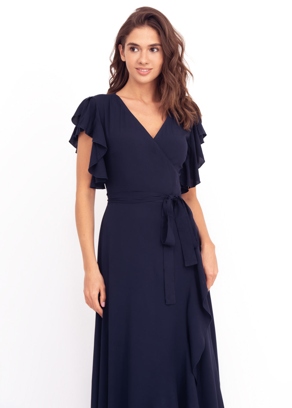 Navy Blue romantic wrap around dress