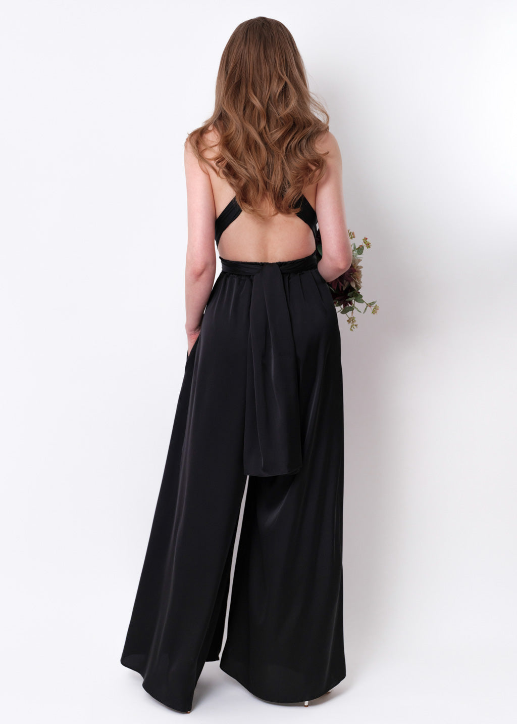 Black silk infinity jumpsuit