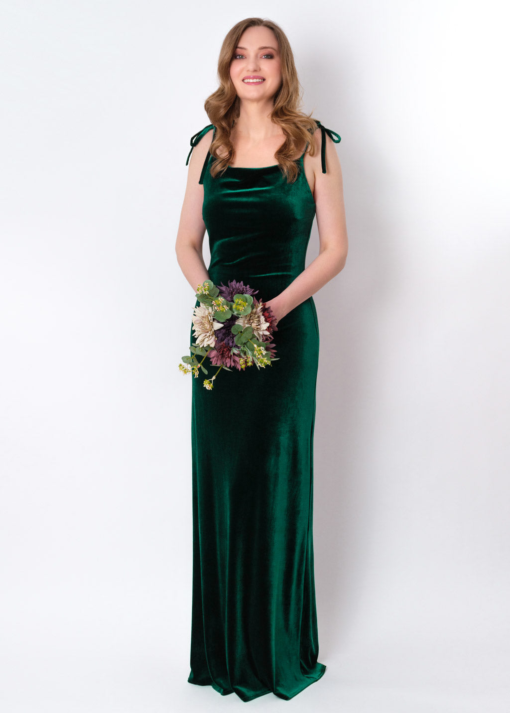 Emerald green slip velvet bodycon long dress