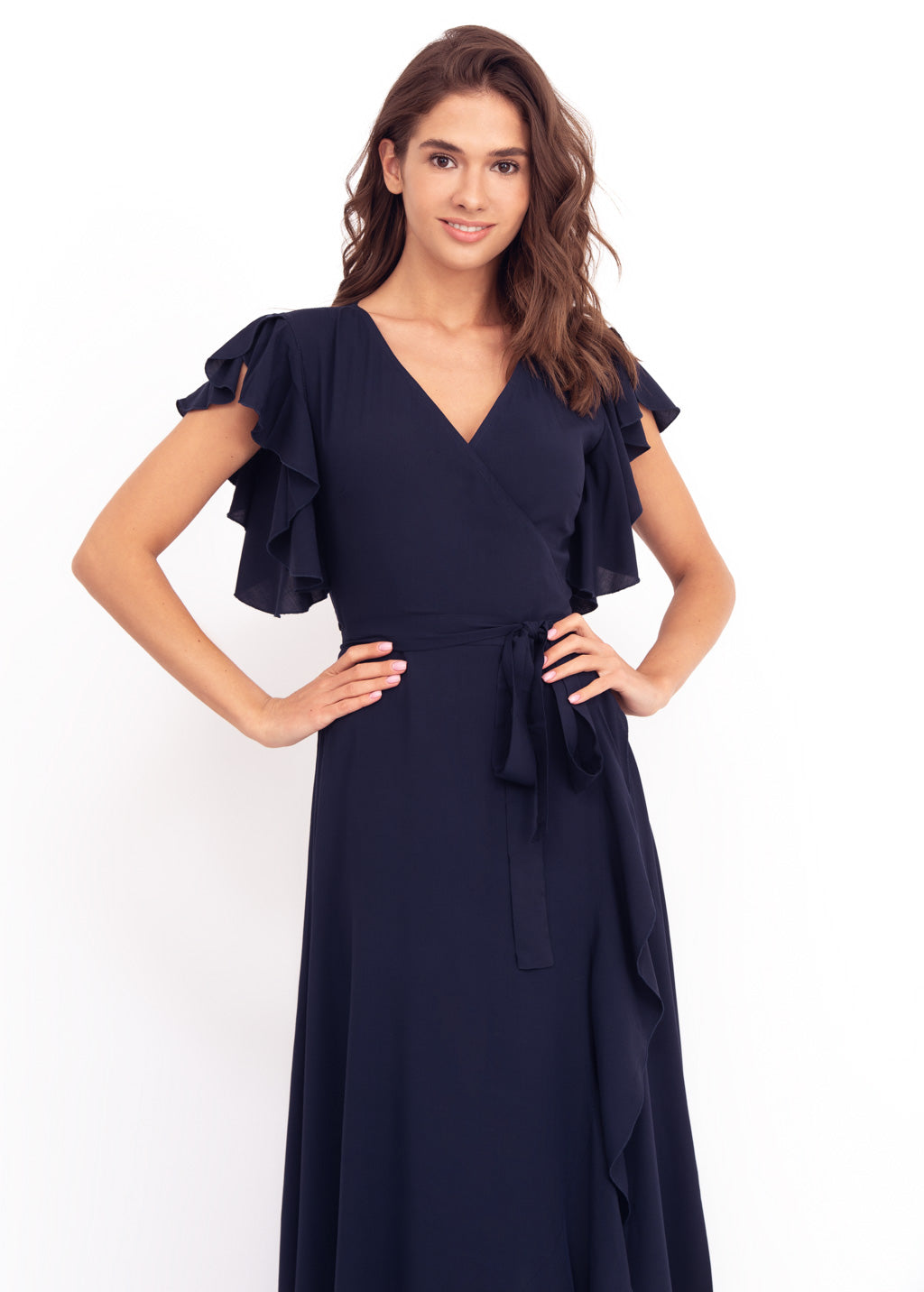 Navy Blue romantic wrap around dress