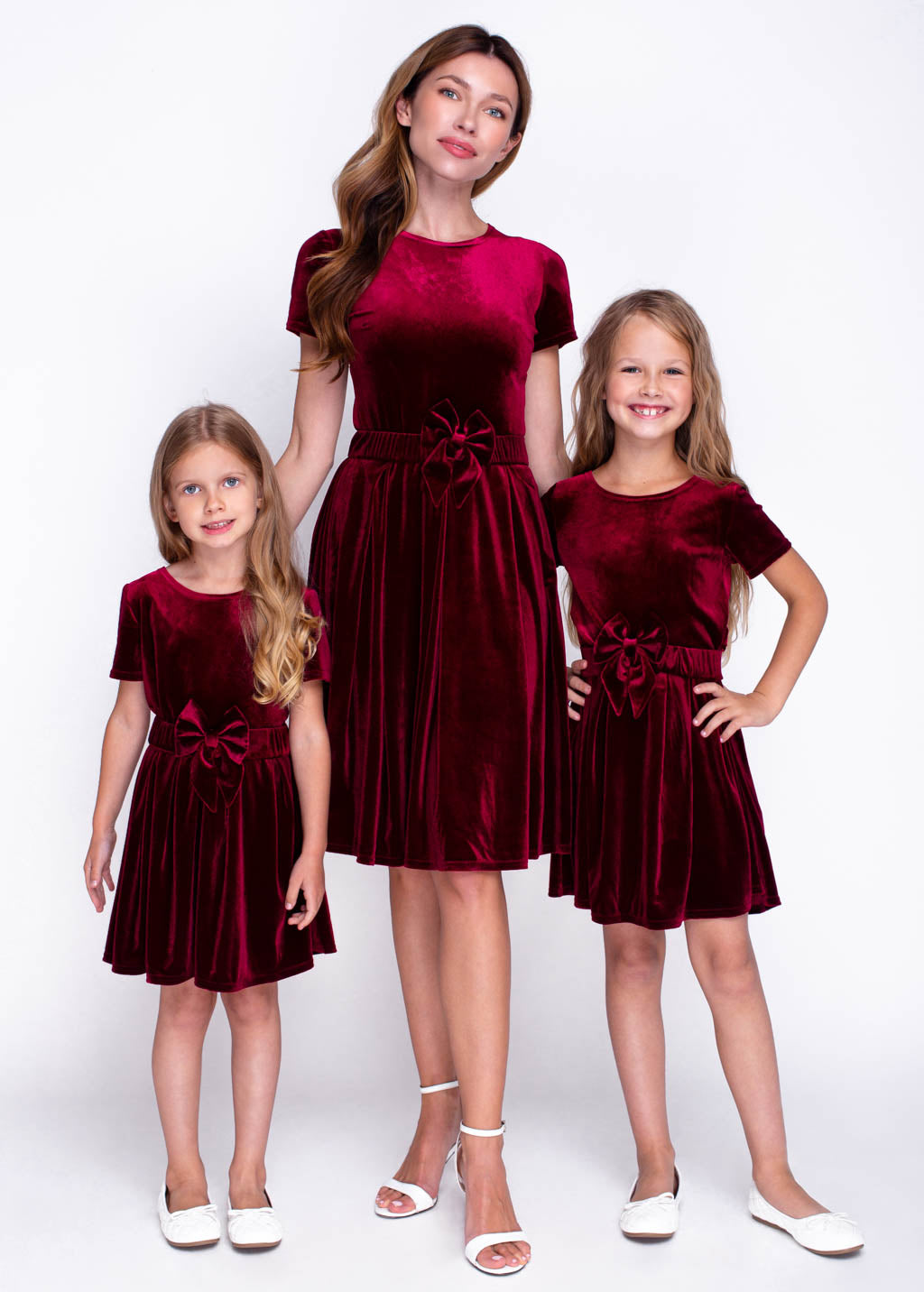 Mommy and me burgundy velvet adult dress