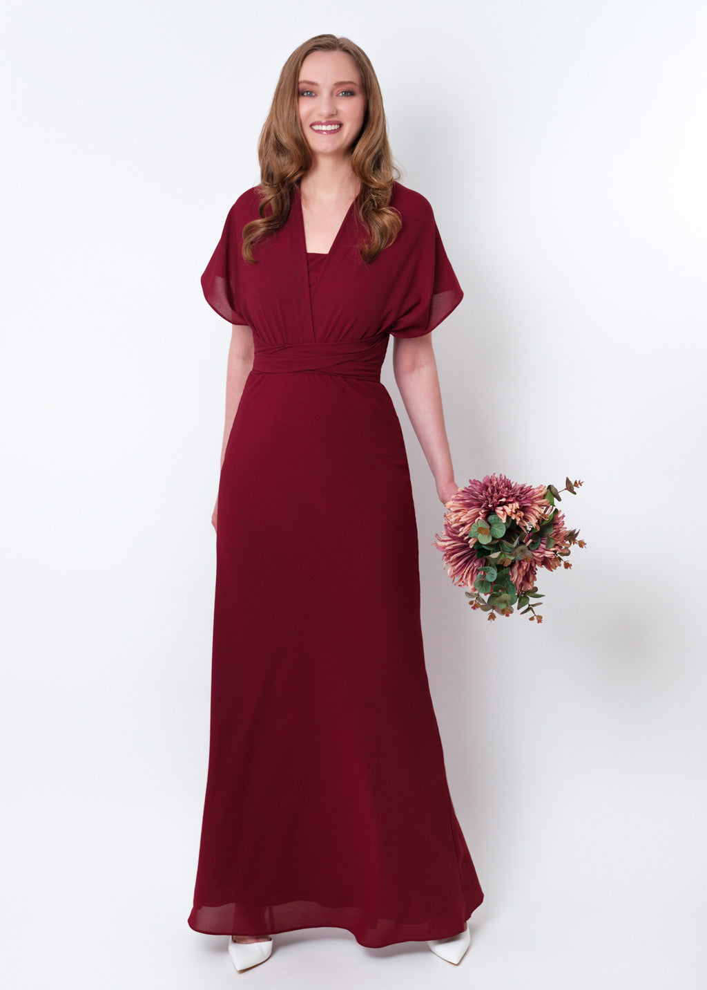 Burgundy chiffon infinity long dress