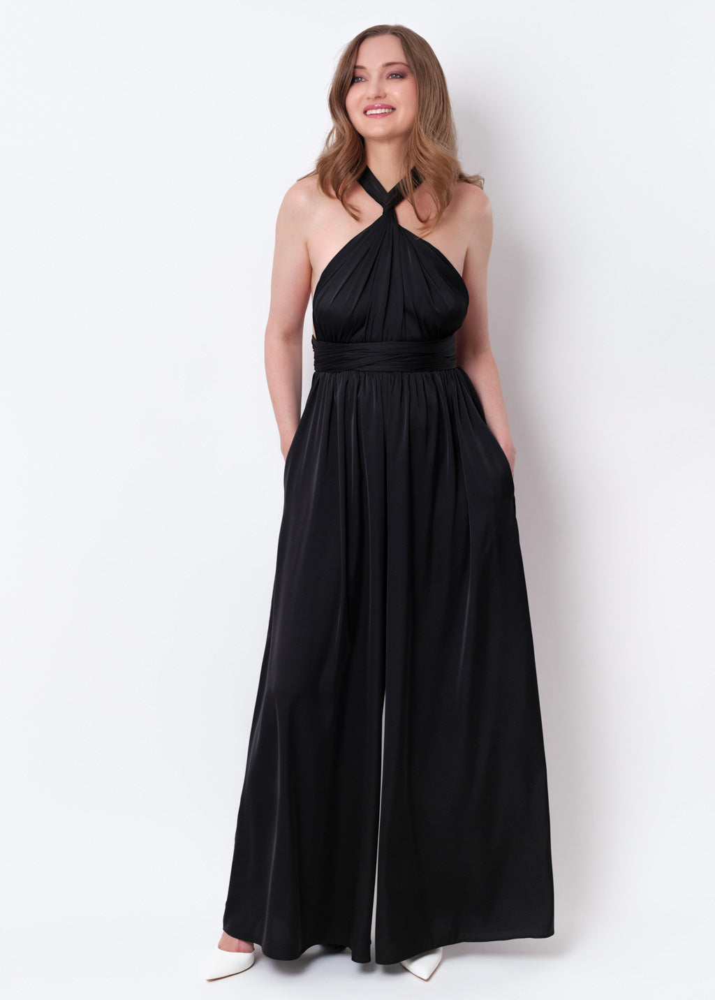 Black silk infinity jumpsuit