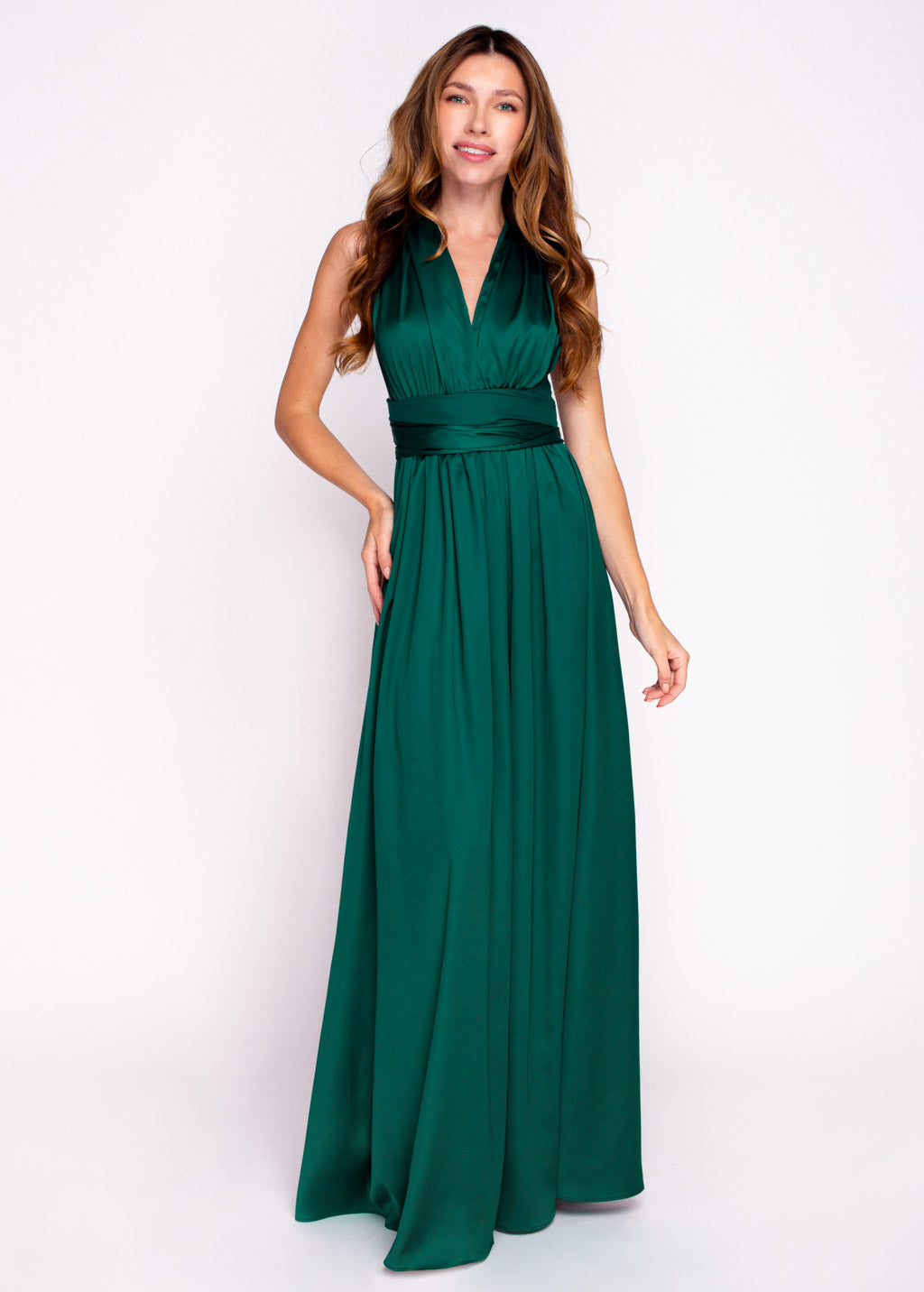 Dark green silk infinity adult dress