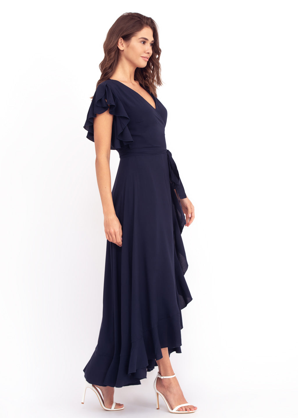 Navy Blue romantic wrap around dress