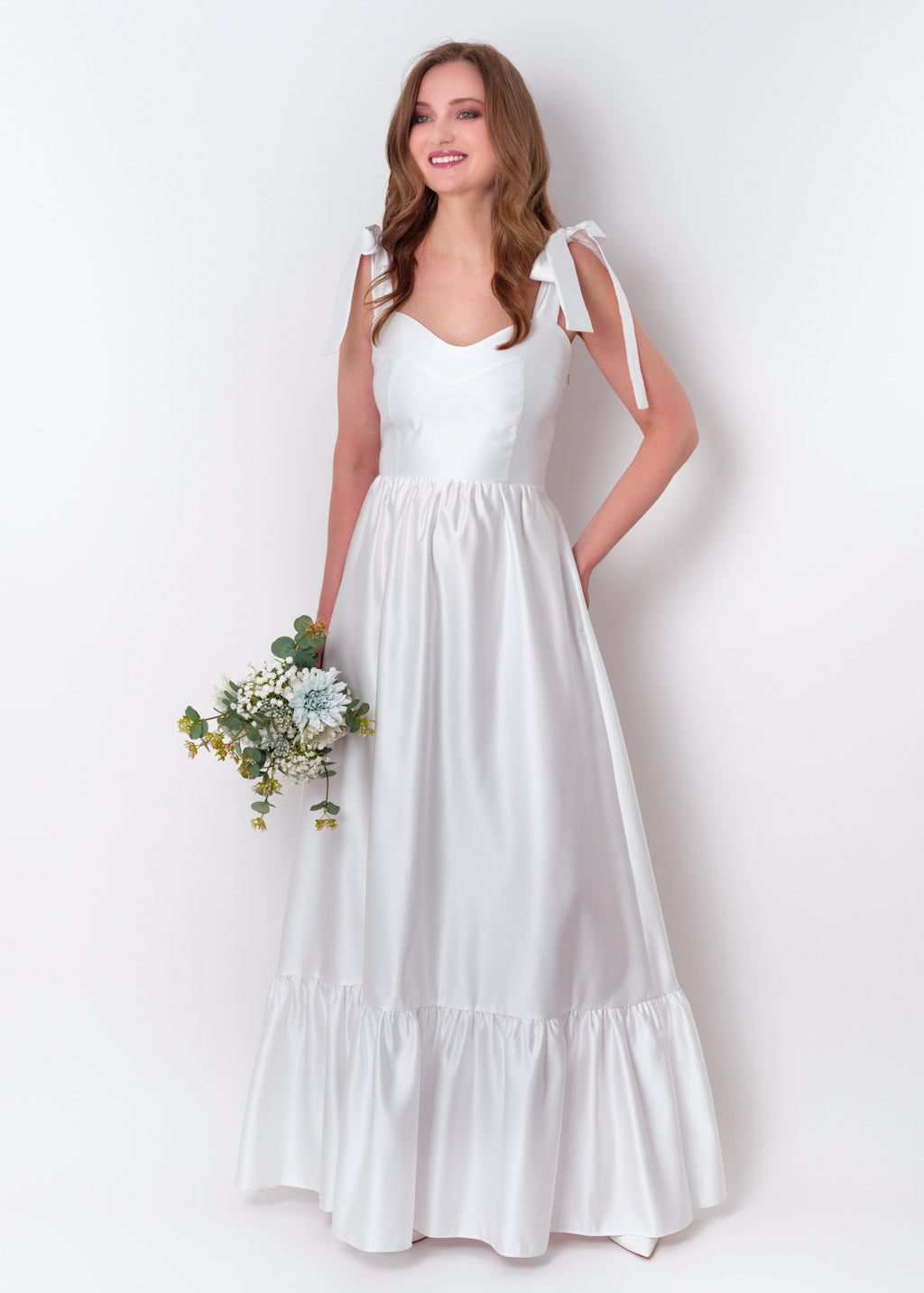 White long satin dress