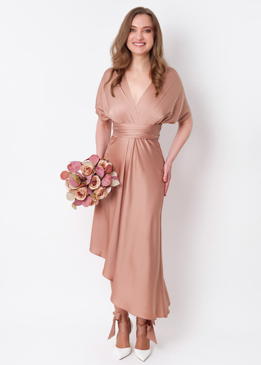 Rose gold infinity asymmetric dress