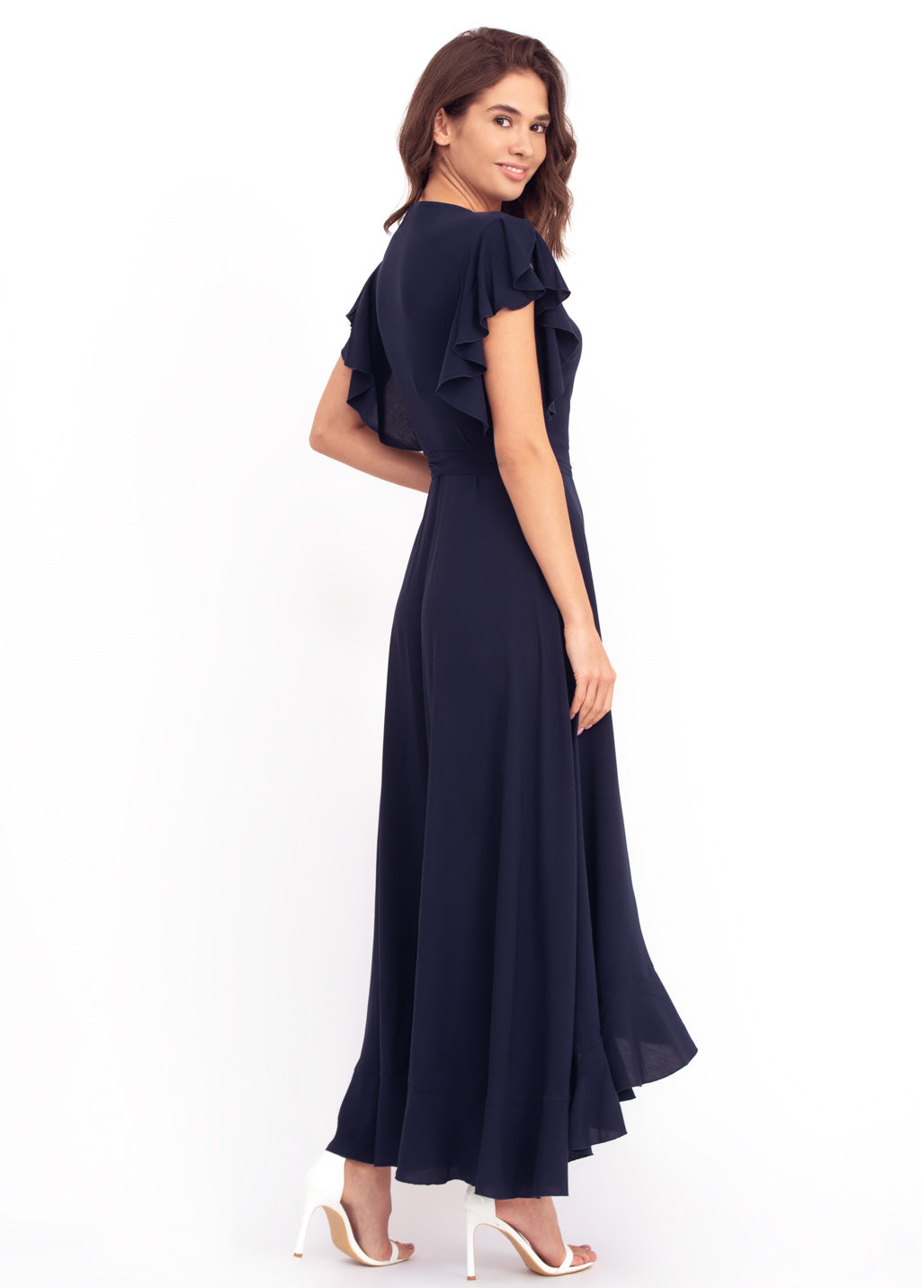 Navy Blue romantic wrap around dress