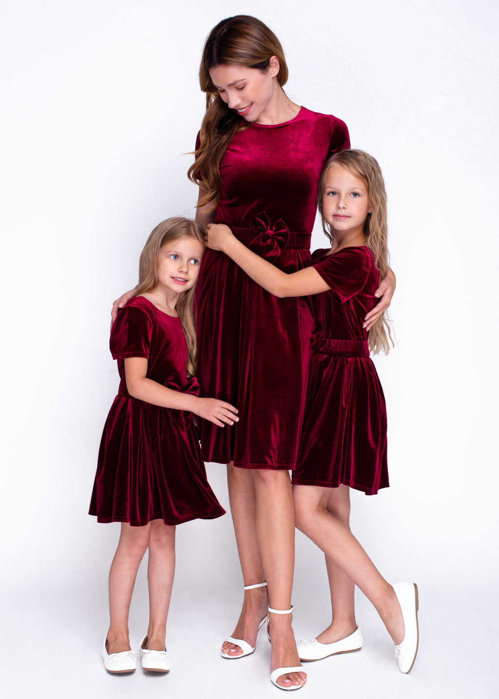 Mommy and me burgundy velvet adult dress