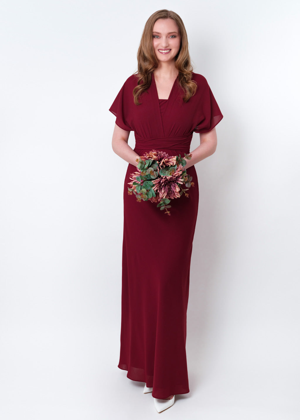 Burgundy chiffon infinity long dress